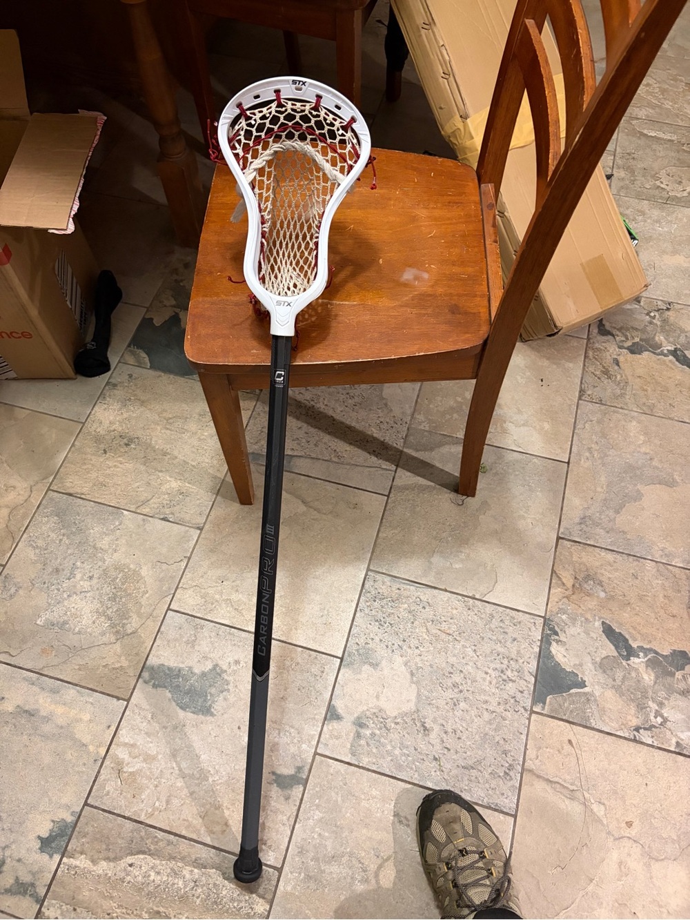 ECD Carbon Pro 3.0 Black Lacrosse Stick with white STX Stallion head